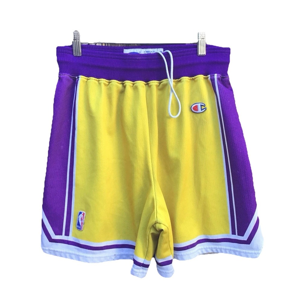 Vintage 90s Champion NBA Los Angeles Lakers Basketball Shorts Men's Large Flaws